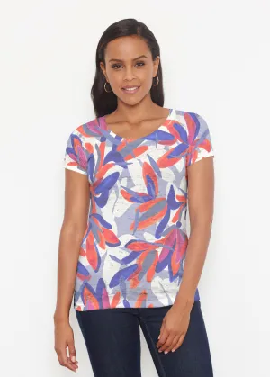 Colorful Palm Blue (7901) ~ Short Sleeve Scoop Shirt