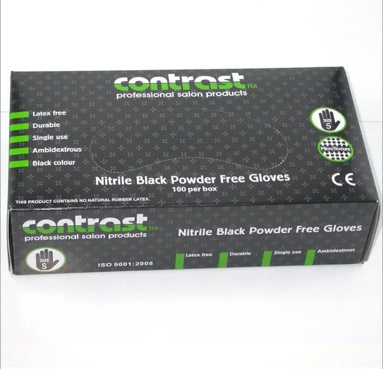 Contrast Nitrile Black Powder Free Gloves Small 100pk