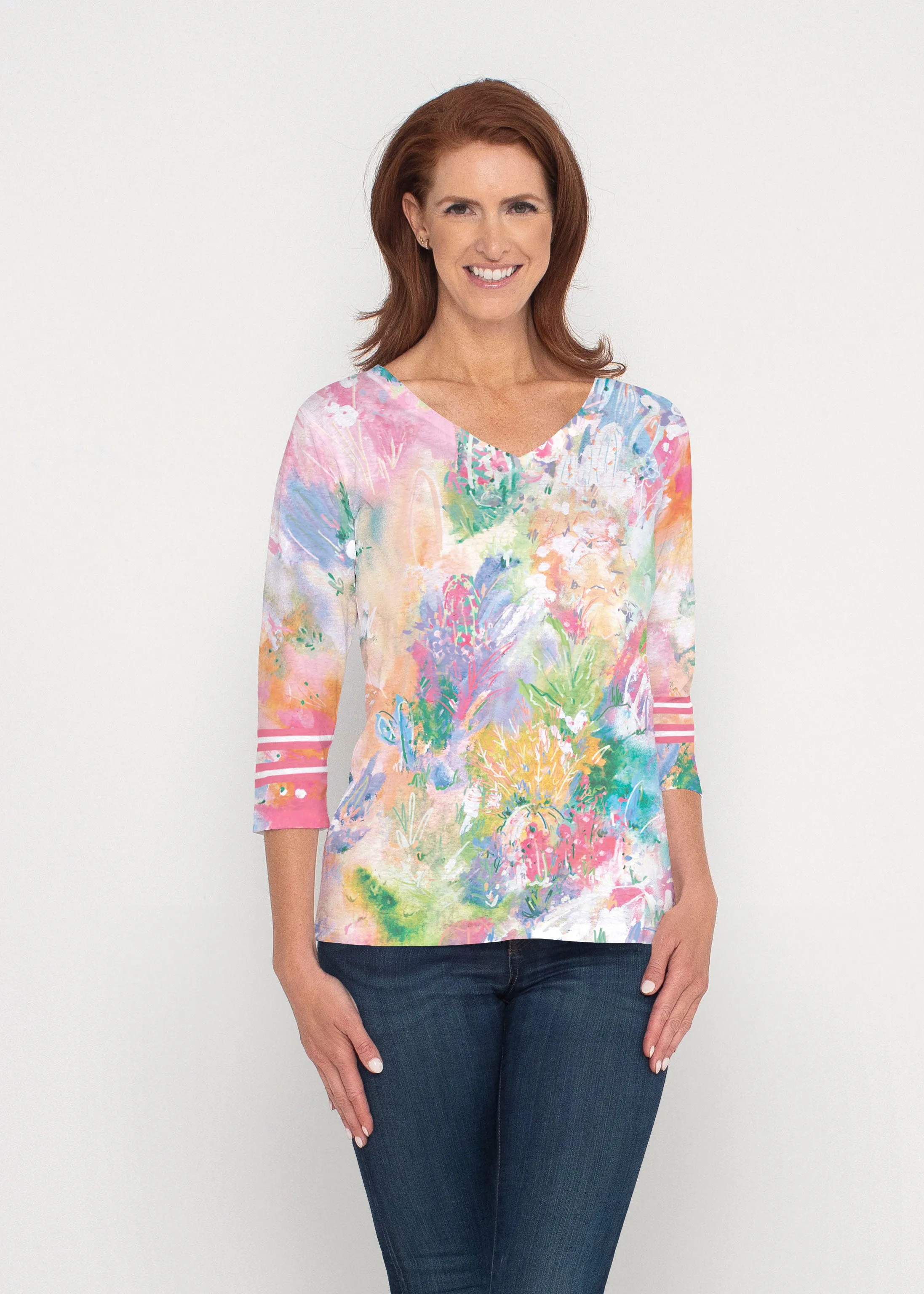 Cool Desert Vibes (17232) ~ Signature 3/4 Sleeve V-Neck Top