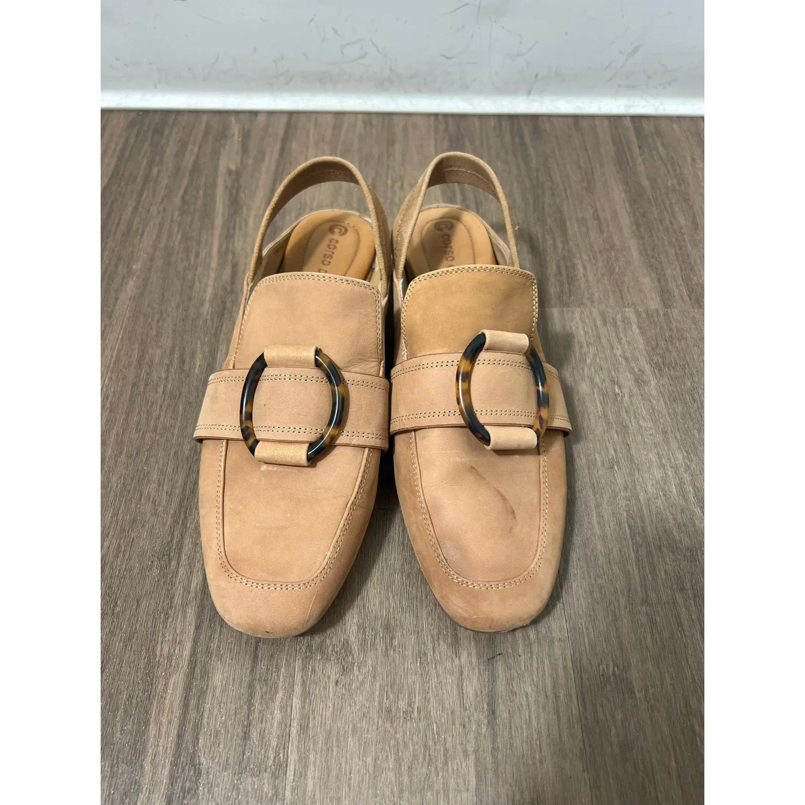 Corso Como Camel Sling Back Leather Flats. Size 8.5