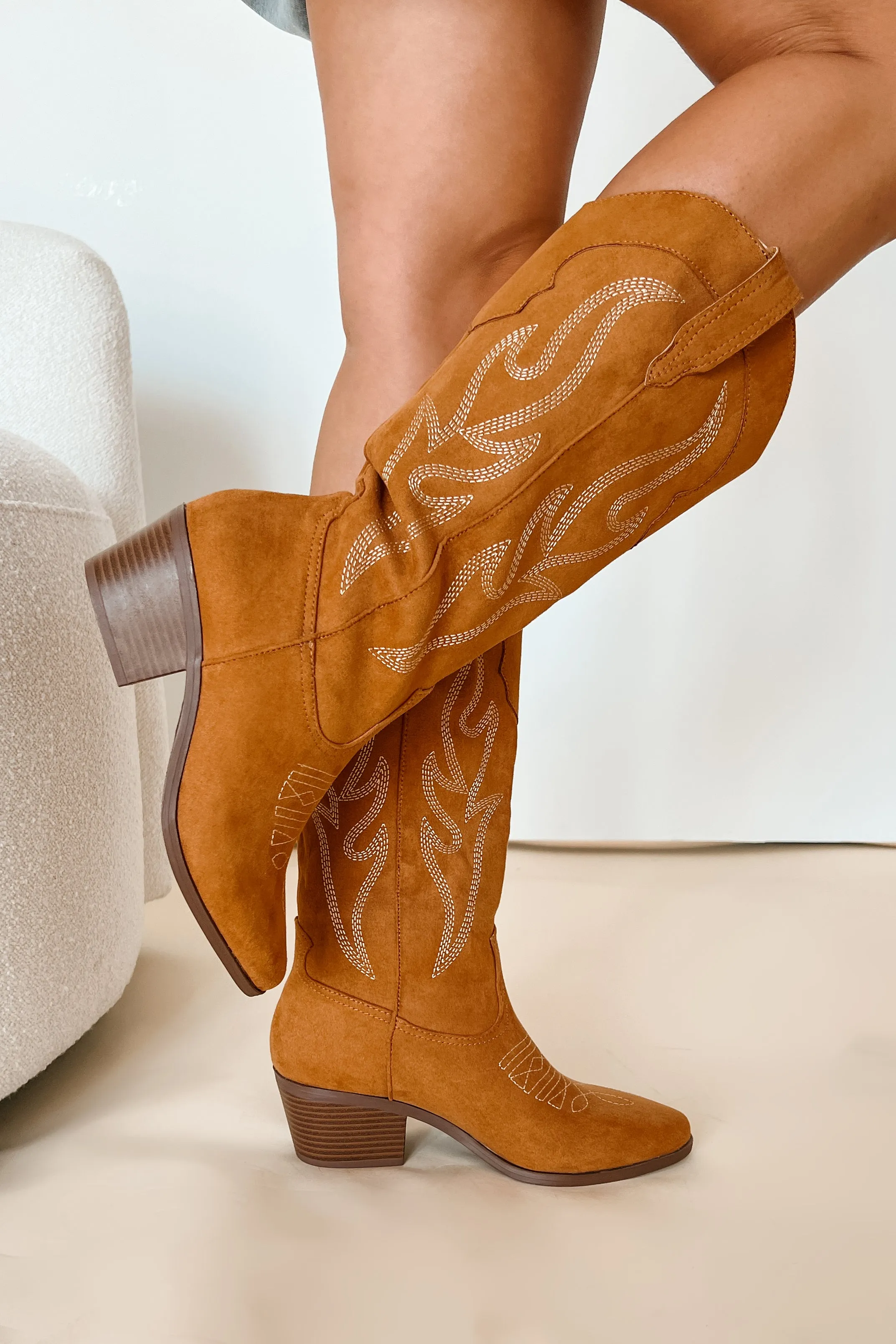 Cowgirl At Heart Faux Suede Western Boots (Camel)