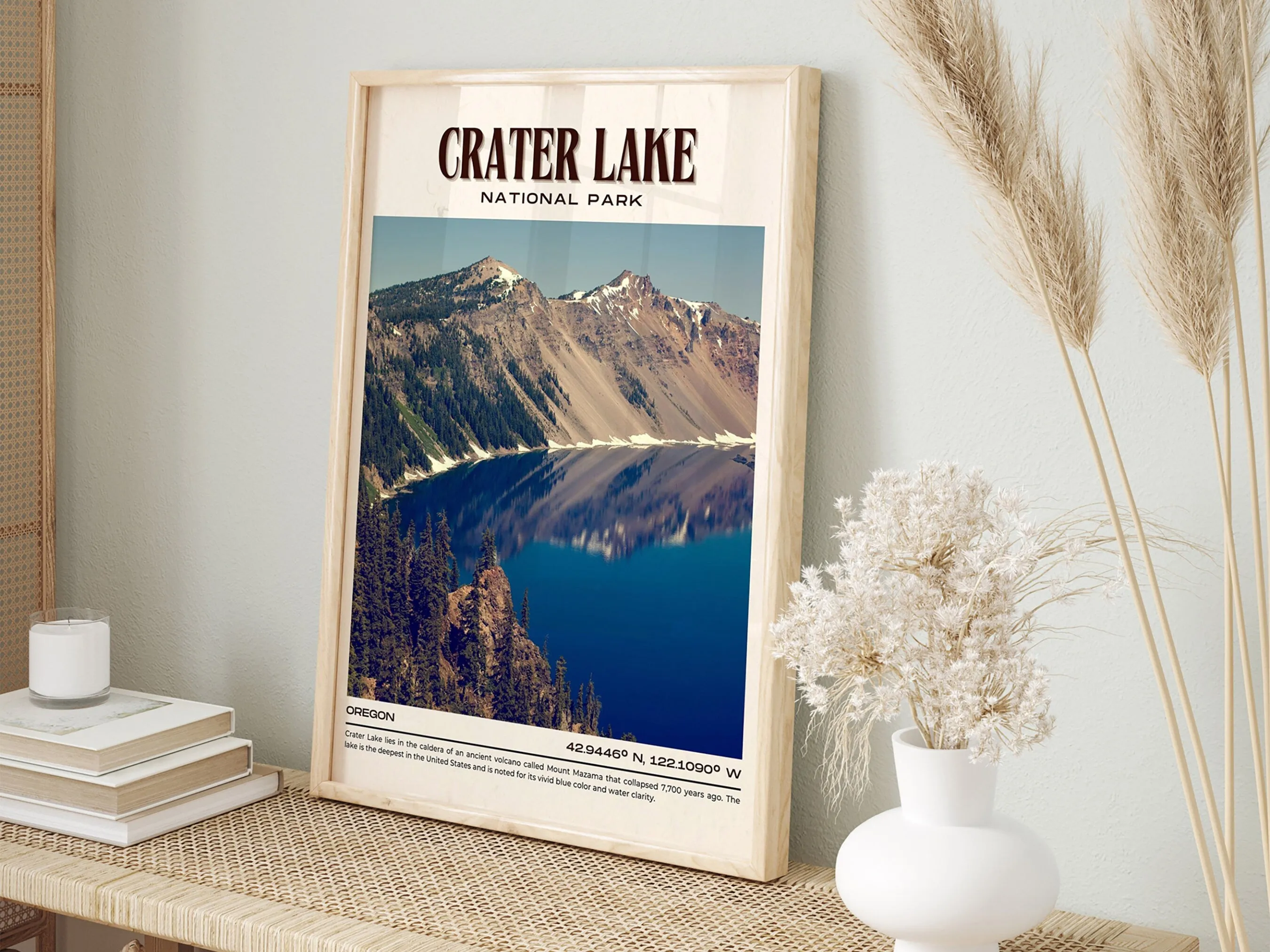 Crater Lake National Park Vintage Wall Art, Oregon, USA