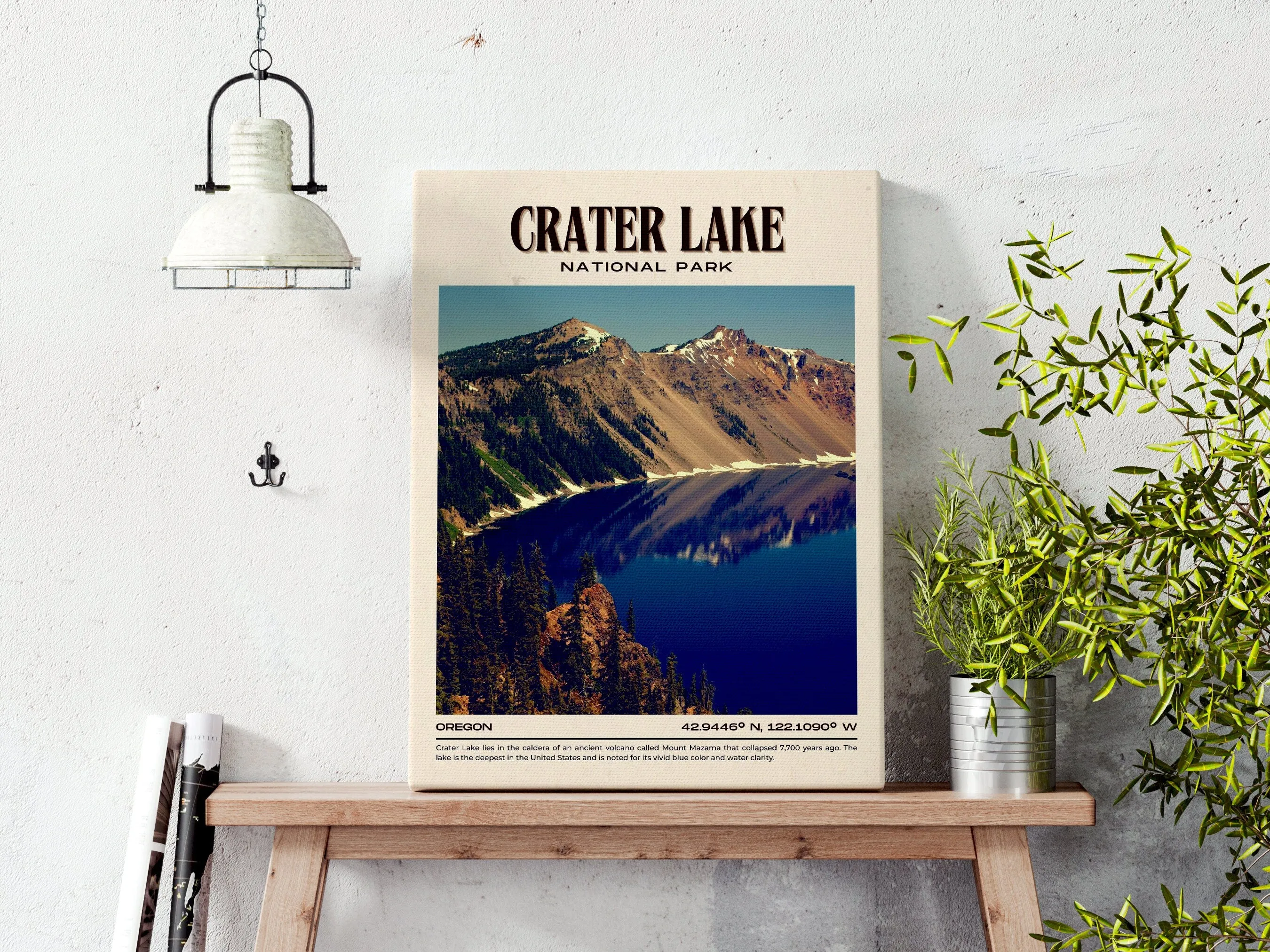 Crater Lake National Park Vintage Wall Art, Oregon, USA