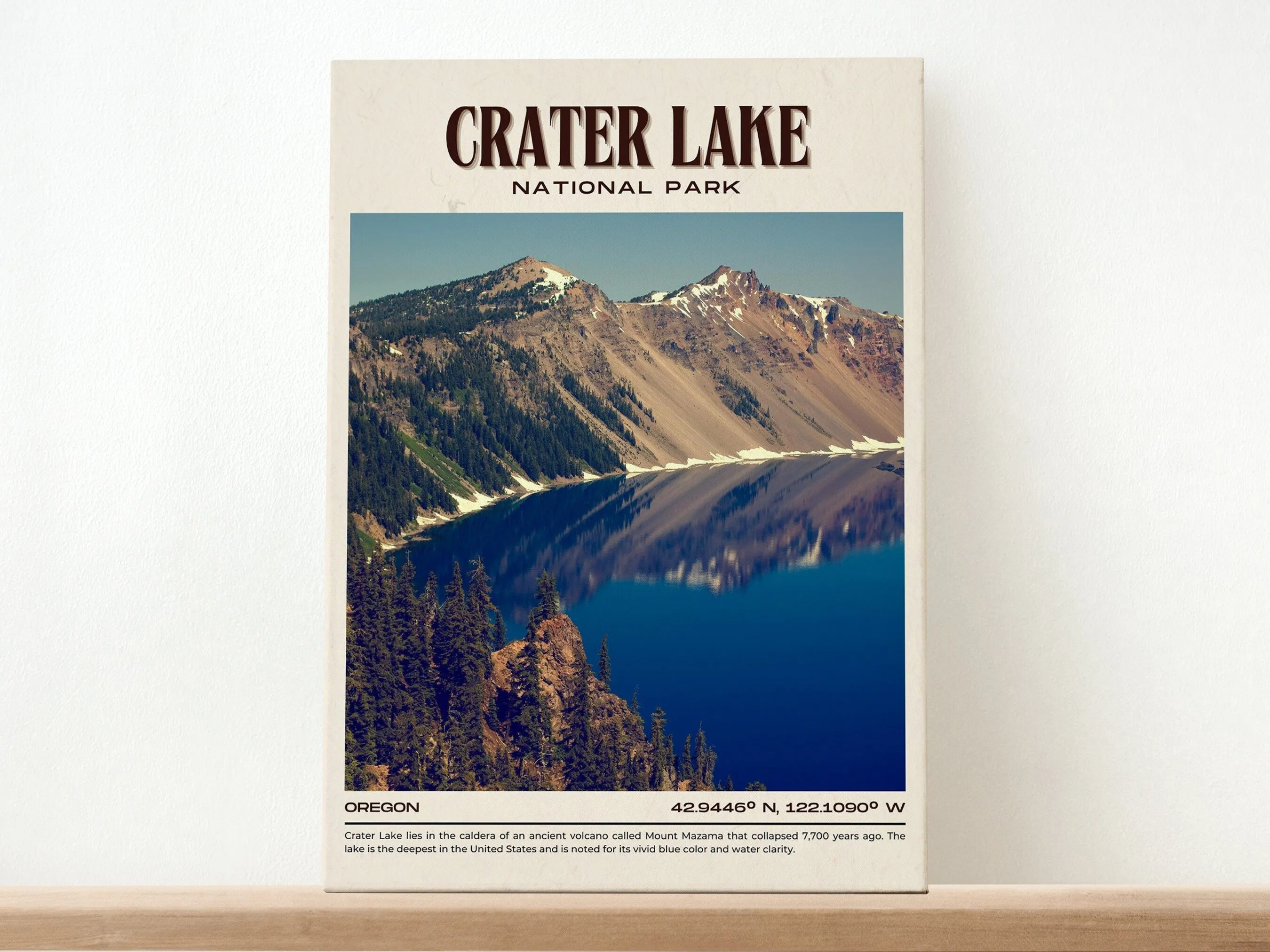 Crater Lake National Park Vintage Wall Art, Oregon, USA