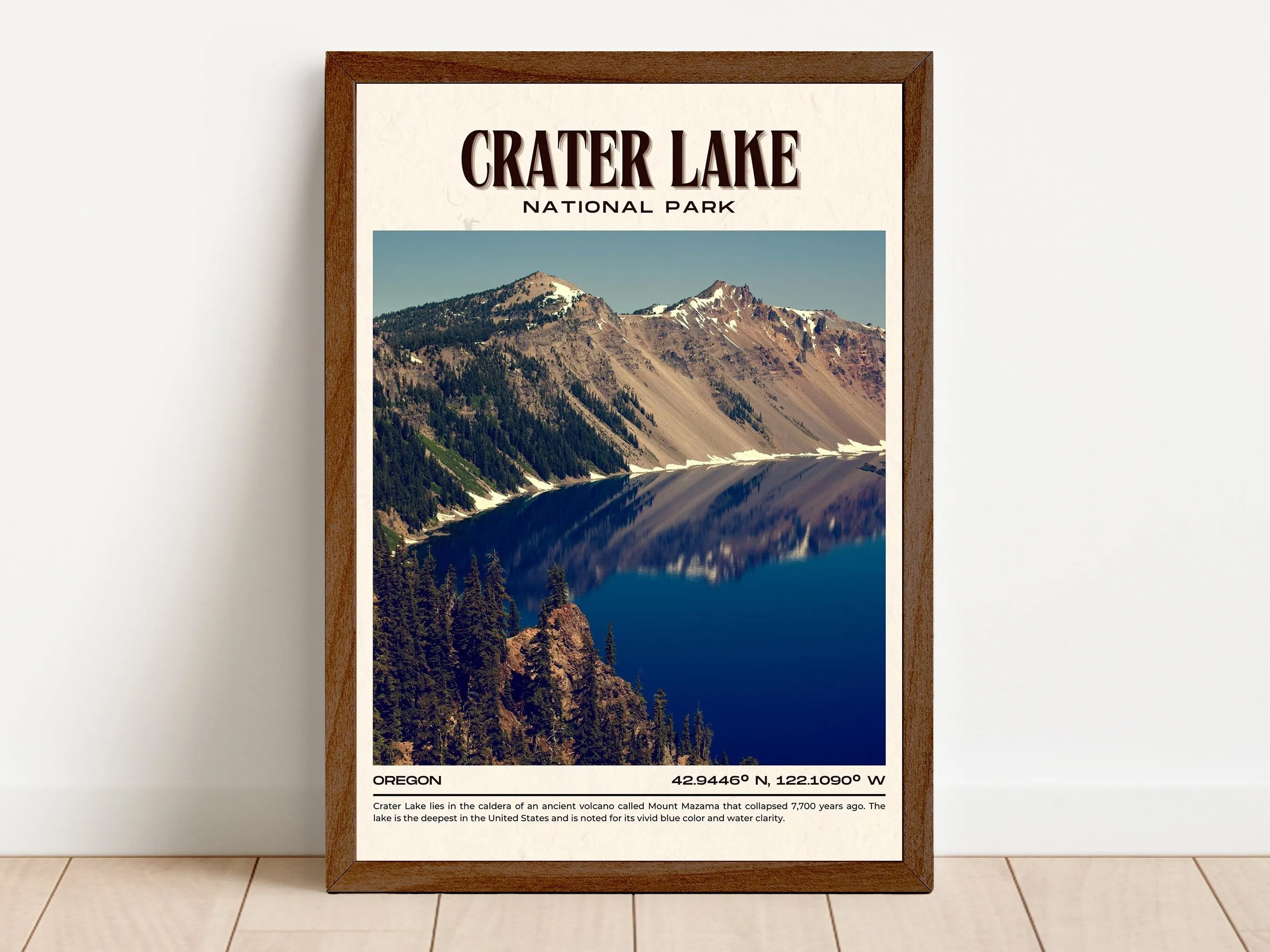 Crater Lake National Park Vintage Wall Art, Oregon, USA