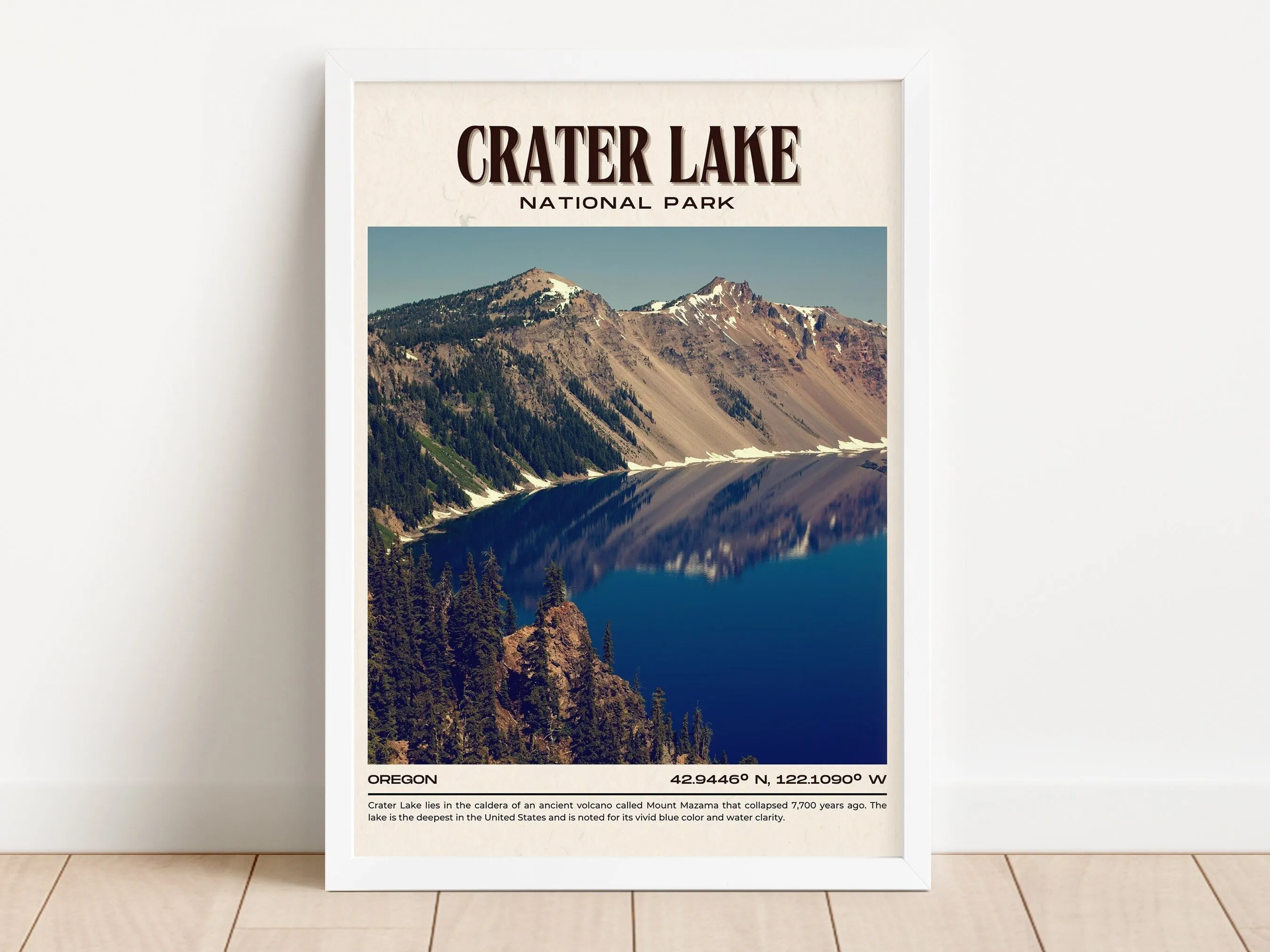 Crater Lake National Park Vintage Wall Art, Oregon, USA