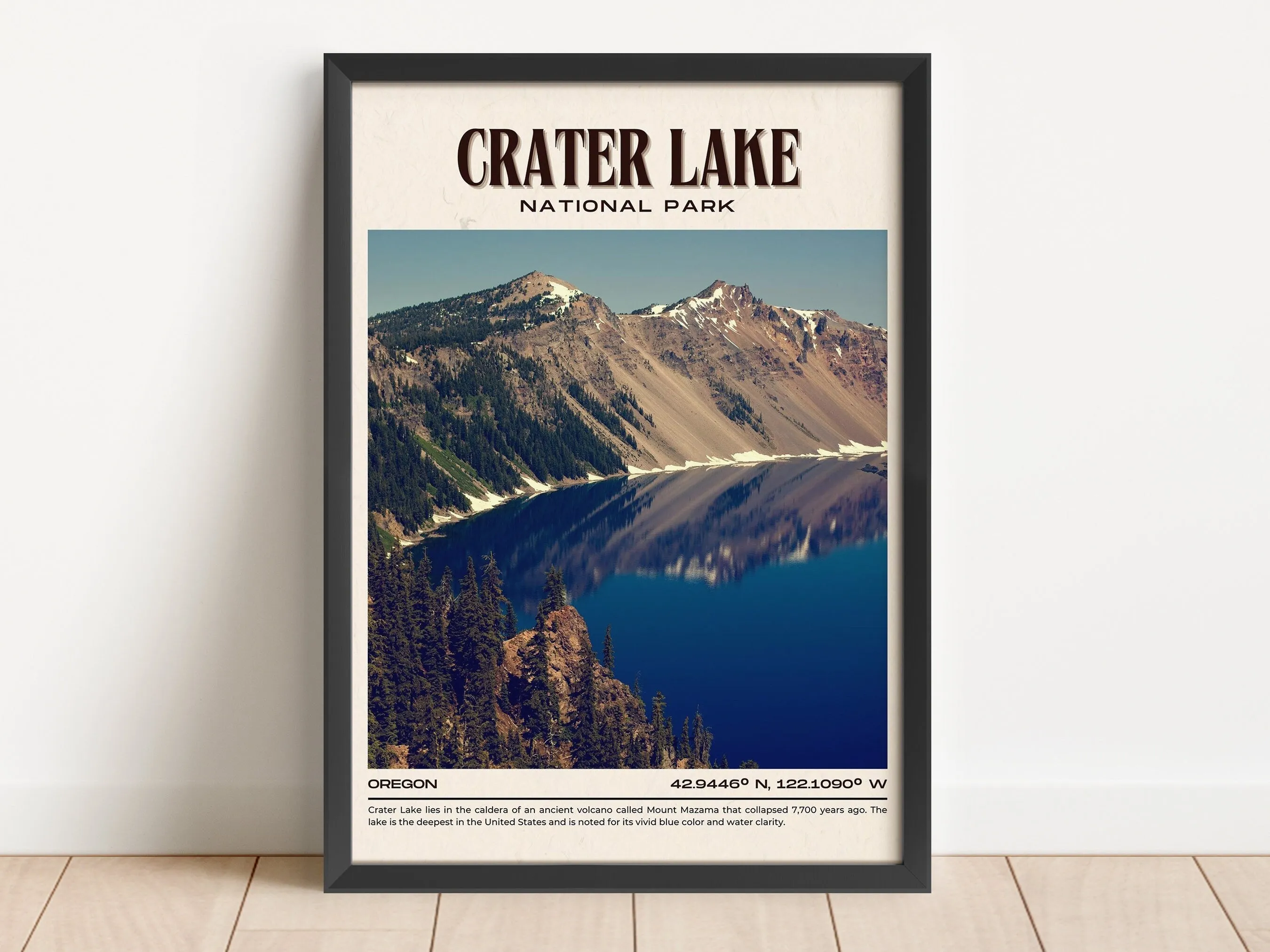 Crater Lake National Park Vintage Wall Art, Oregon, USA