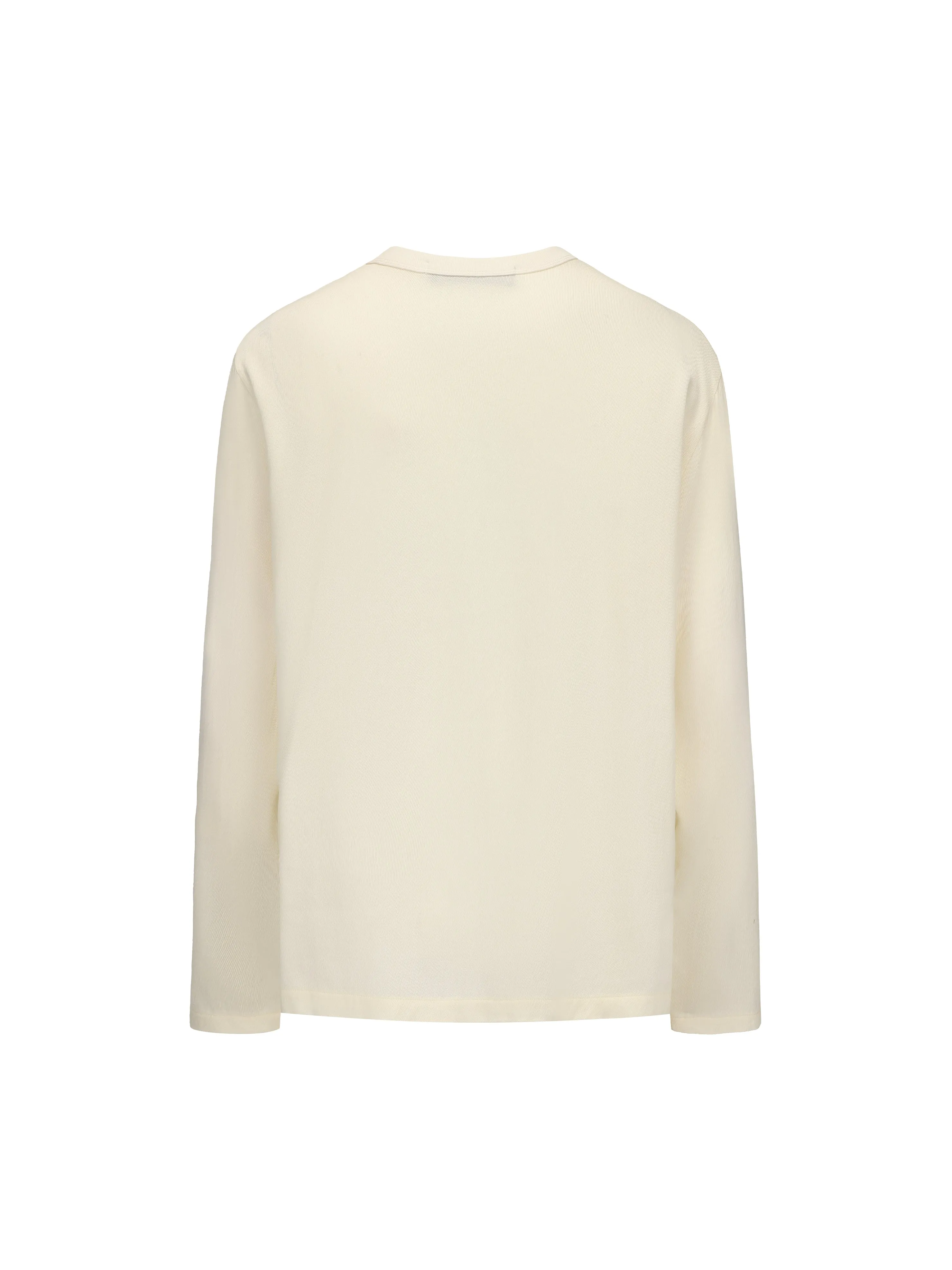 Cream White Tencel Wool Long-sleeved Shirt
