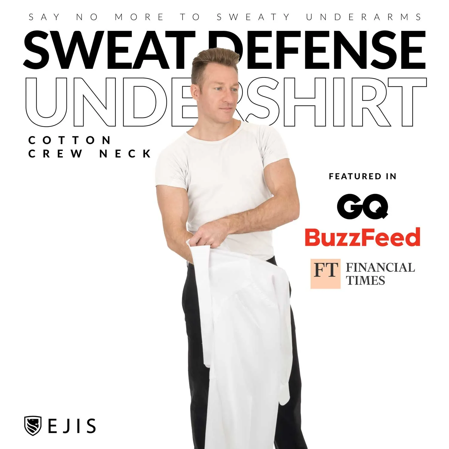 Crew Neck Cotton Sweat Proof Undershirt For Men