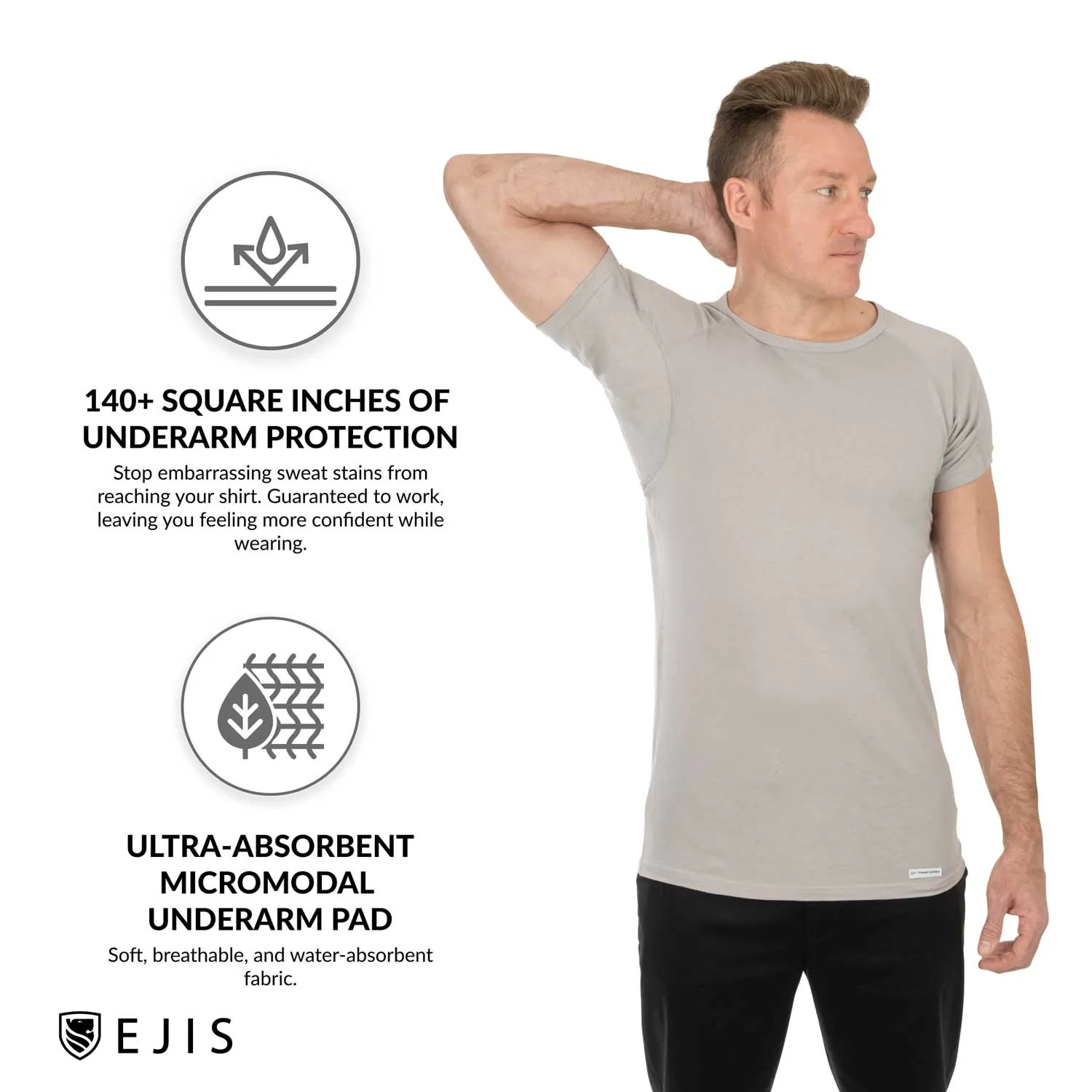 Crew Neck Cotton Sweat Proof Undershirt For Men