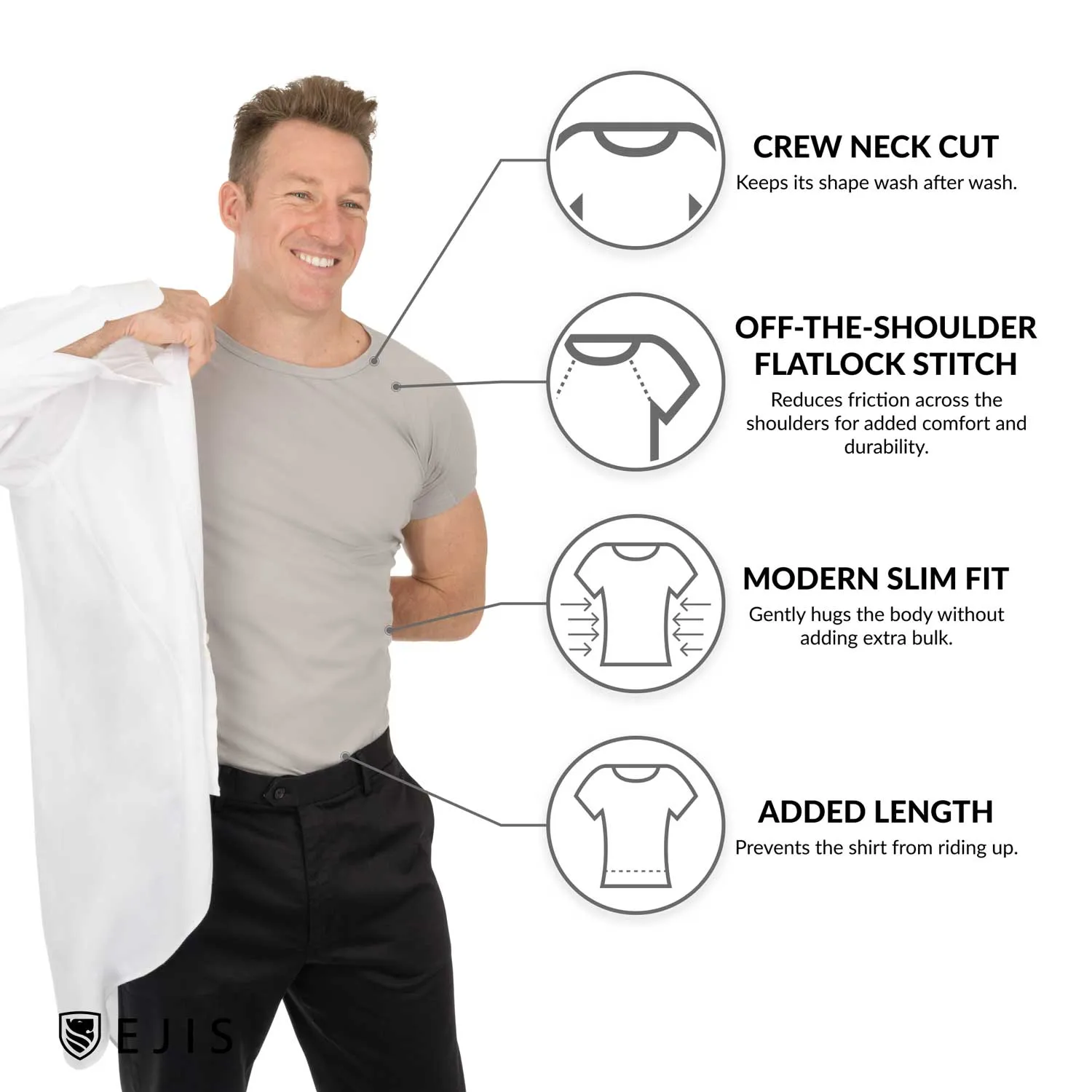Crew Neck Cotton Sweat Proof Undershirt For Men