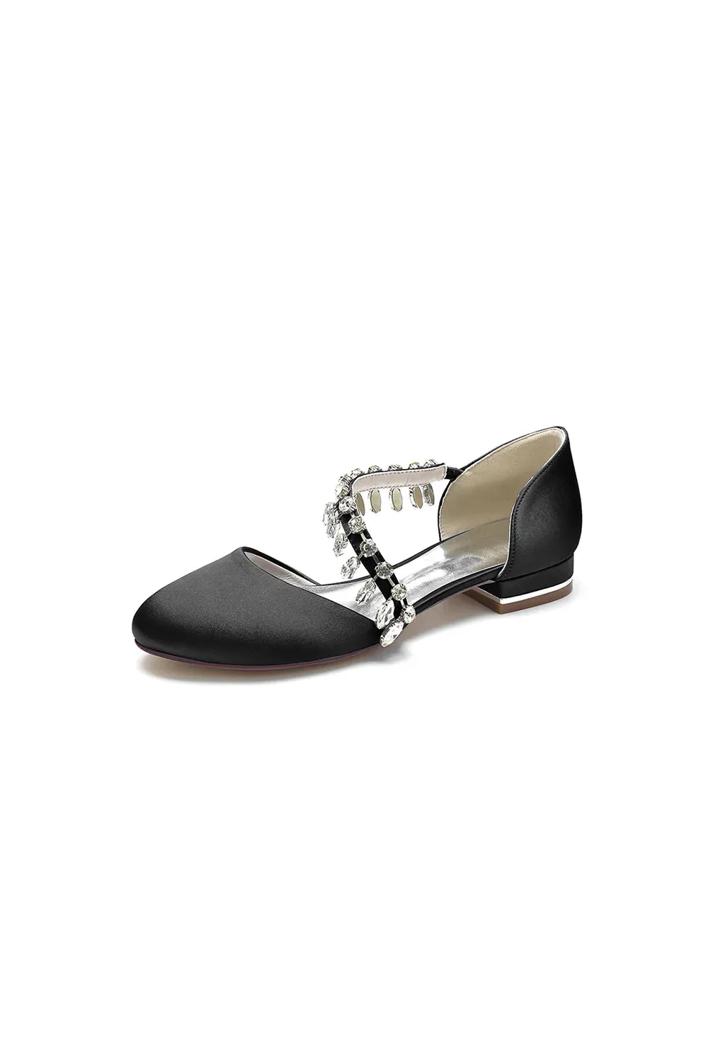 Crystal Strap Round Toe Flats