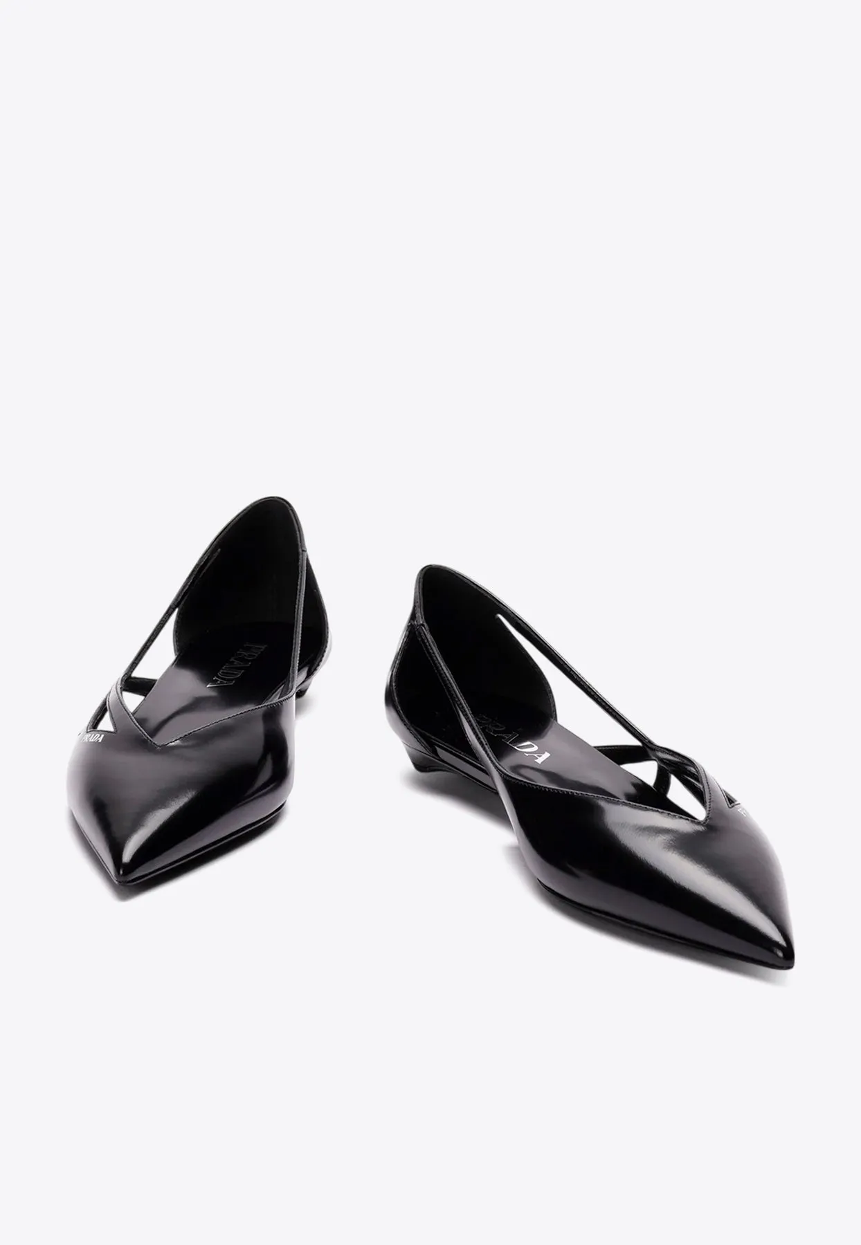 Cut-Out Leather Ballet Flats