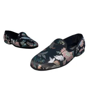 Daniel Green Women's Black Floral Canvas Meg House Flat Shoes Sz 8.5M - NWB
