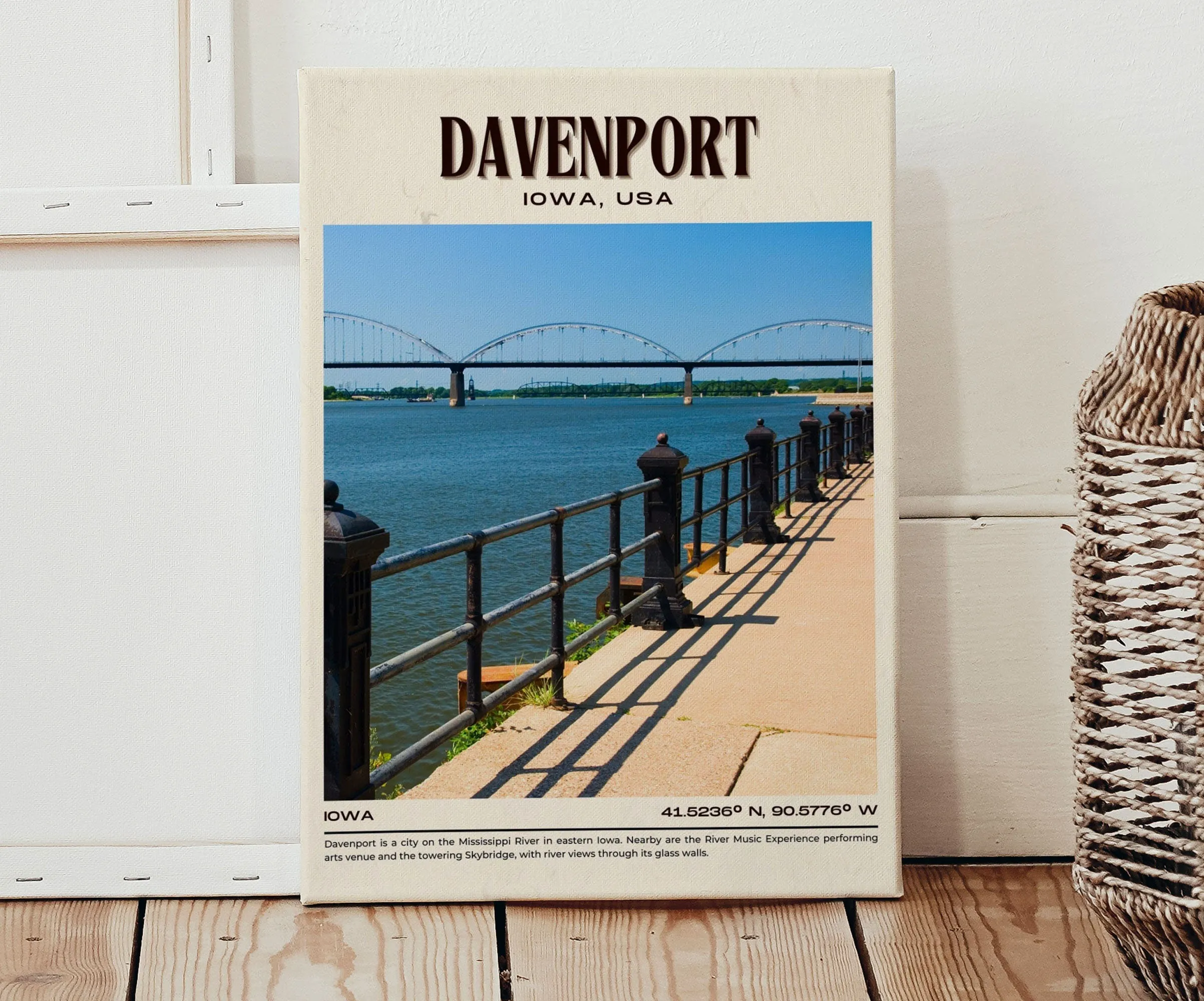 Davenport Vintage Wall Art, Iowa, USA