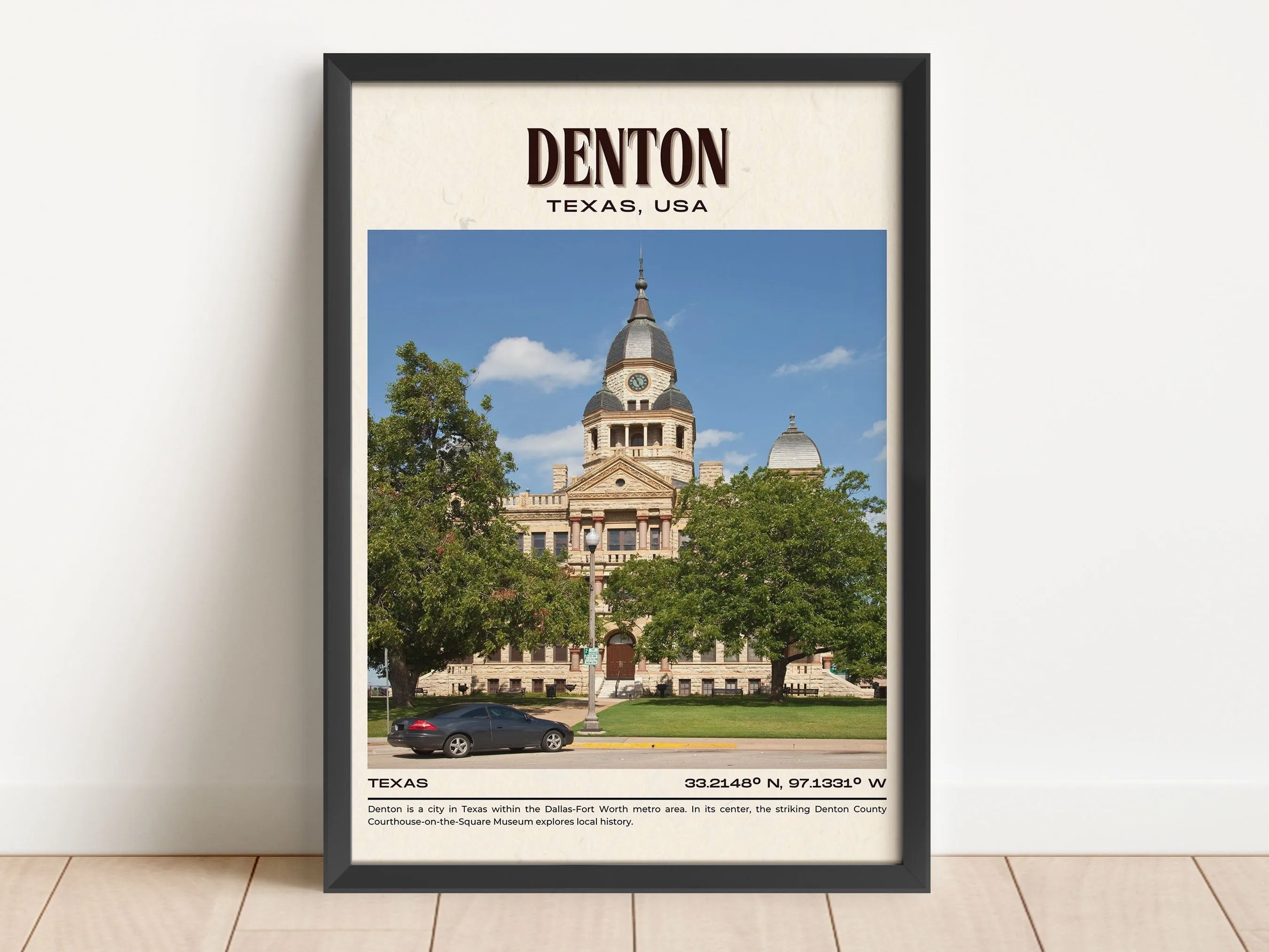 Denton Vintage Wall Art, Texas, USA