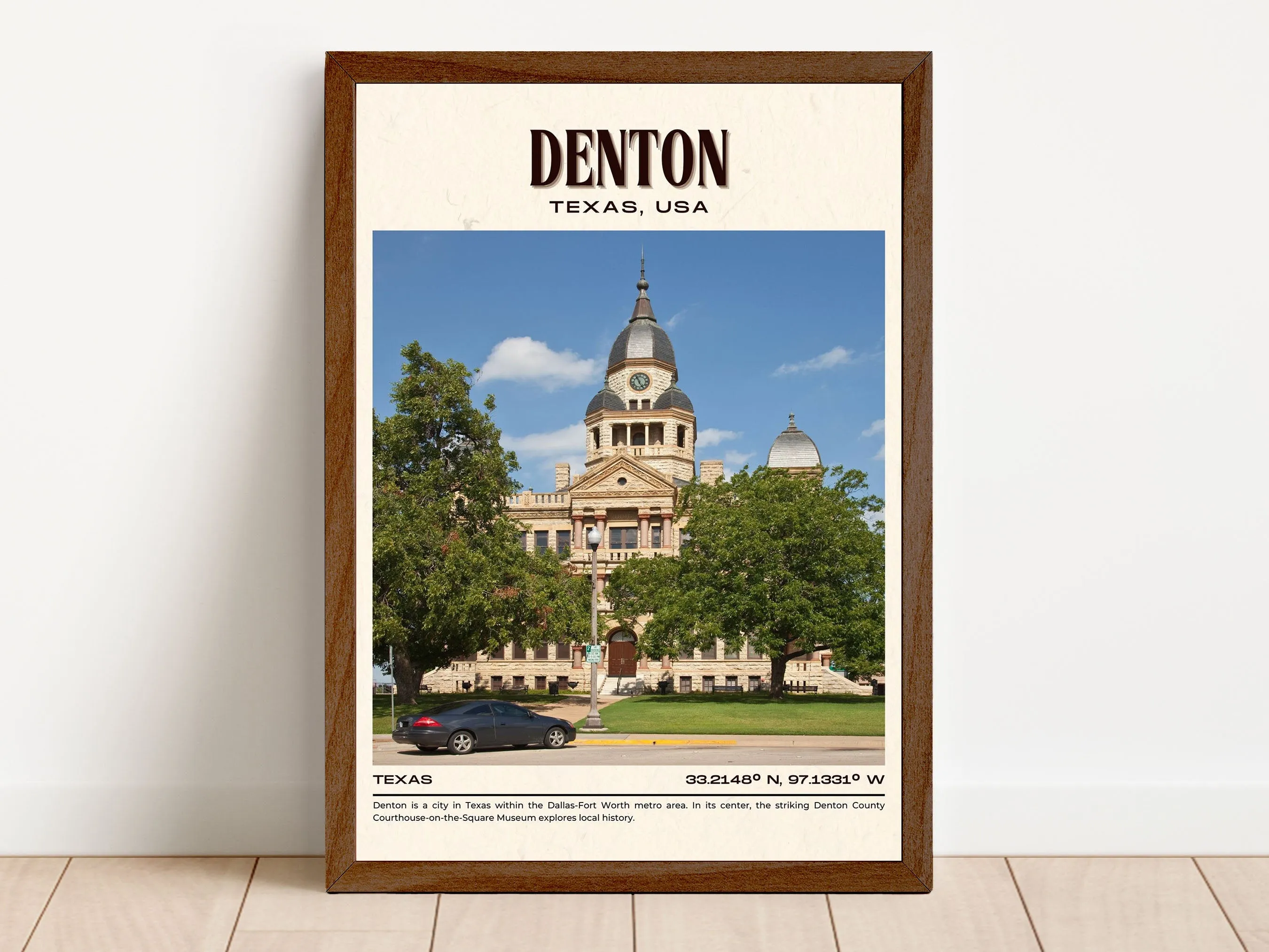 Denton Vintage Wall Art, Texas, USA