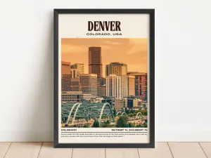 Denver Vintage Wall Art, Colorado, USA