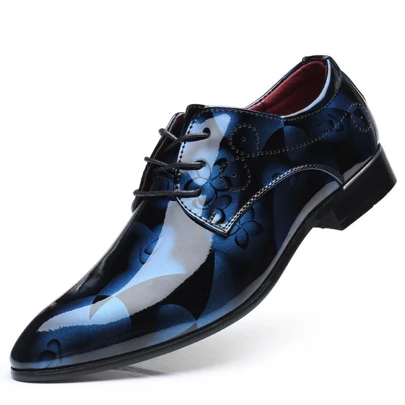 Designer Brand Patent Leather Shoes for Men Wedding Party Business Casual Oxfords Plus Size Lace Up Point Toe Office Work Shoes