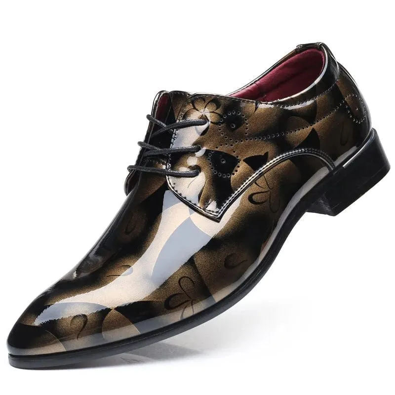 Designer Brand Patent Leather Shoes for Men Wedding Party Business Casual Oxfords Plus Size Lace Up Point Toe Office Work Shoes