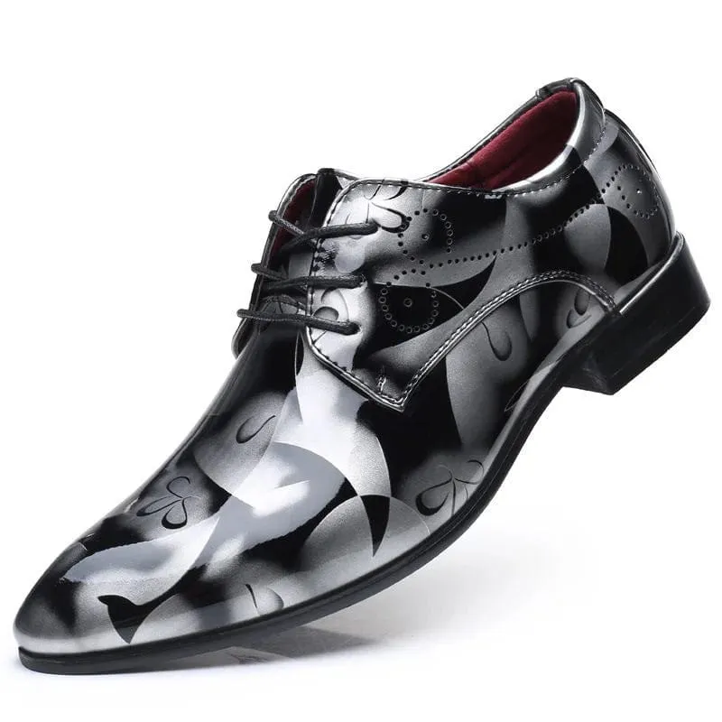 Designer Brand Patent Leather Shoes for Men Wedding Party Business Casual Oxfords Plus Size Lace Up Point Toe Office Work Shoes