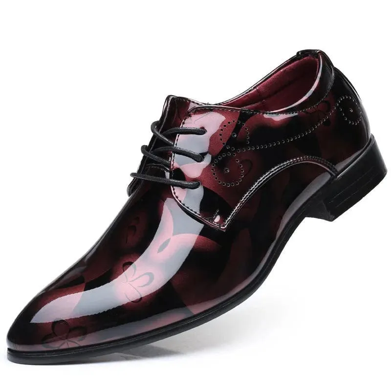 Designer Brand Patent Leather Shoes for Men Wedding Party Business Casual Oxfords Plus Size Lace Up Point Toe Office Work Shoes