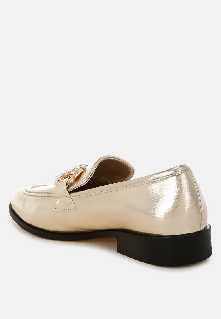 Diamante Horsebit Metallic Loafers By MODE