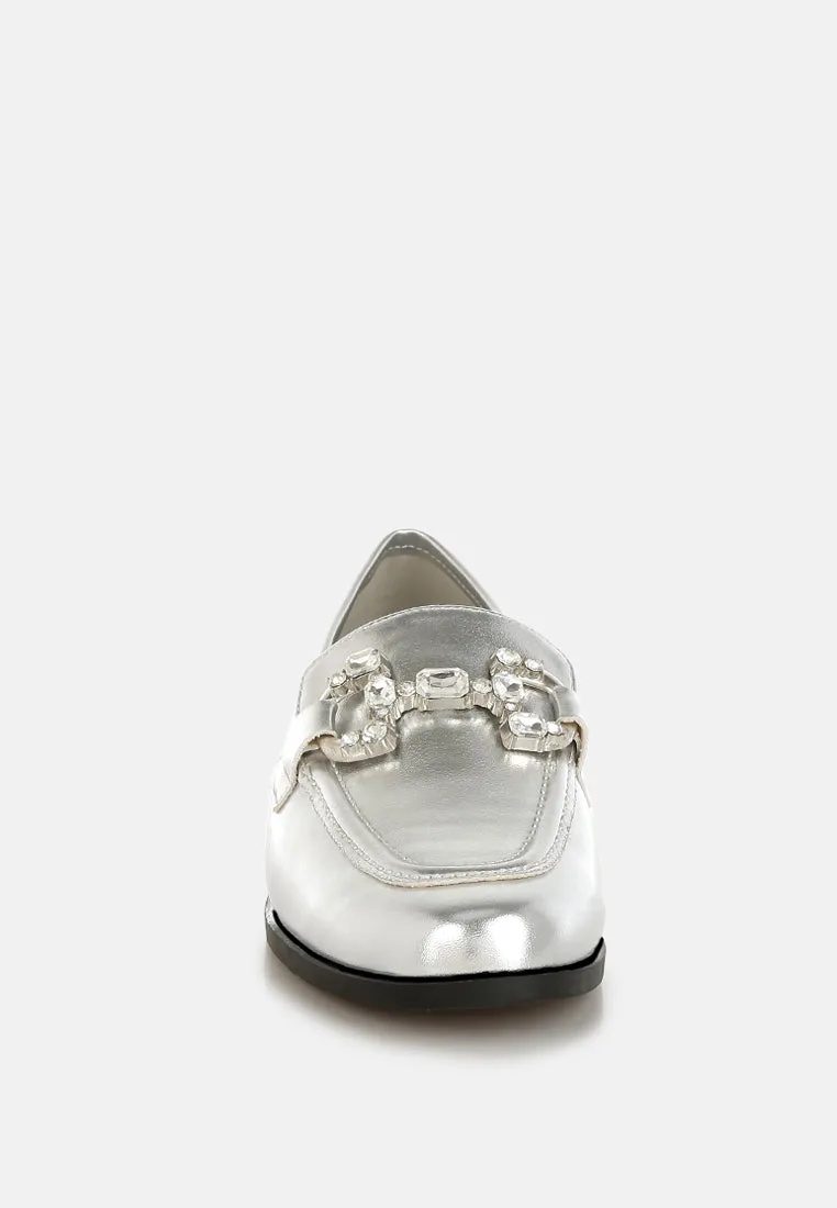 Diamante Horsebit Metallic Loafers By MODE