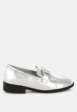 Diamante Horsebit Metallic Loafers By MODE