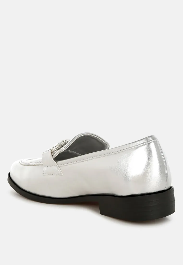 Diamante Horsebit Metallic Loafers By MODE