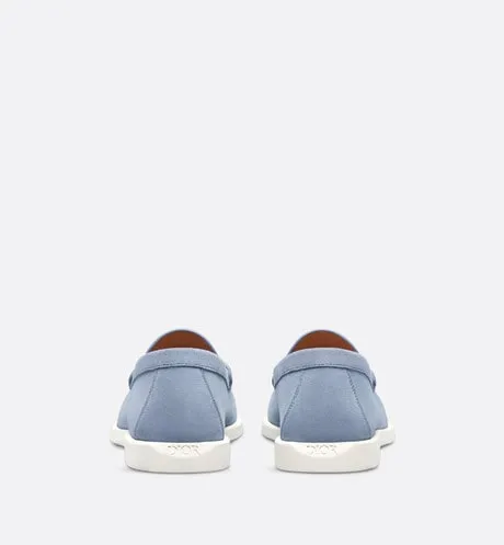 Dior Granville Loafer • Blue Suede with Gray and White Dior Oblique Jacquard