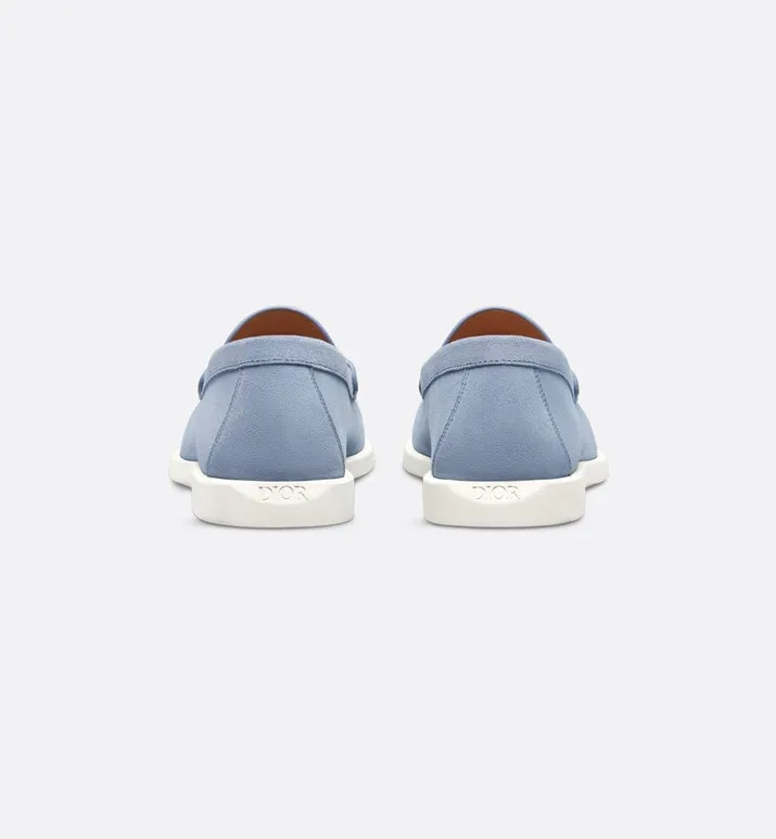 Dior Granville Loafer • Blue Suede with Gray and White Dior Oblique Jacquard