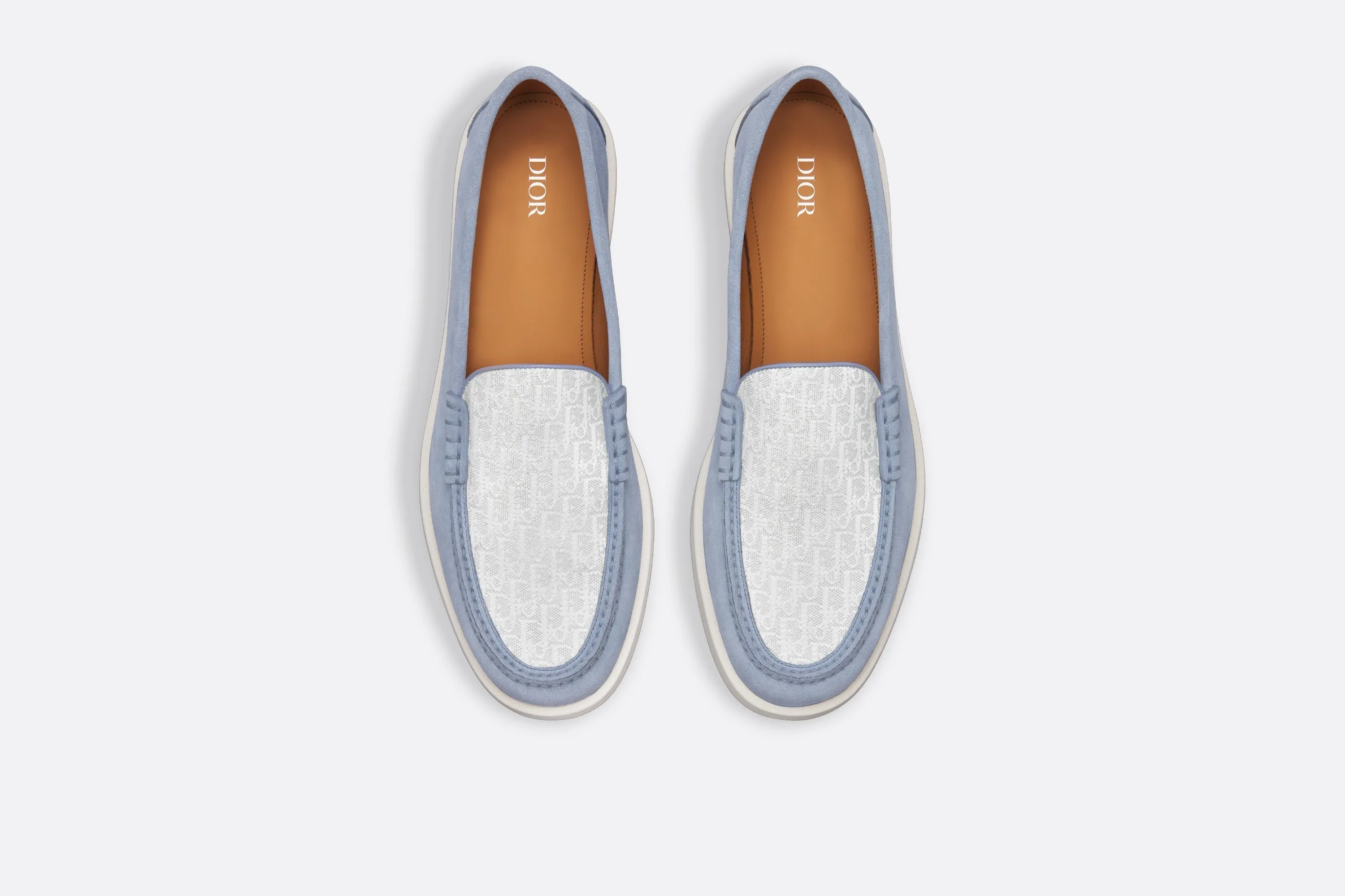 Dior Granville Loafer • Blue Suede with Gray and White Dior Oblique Jacquard