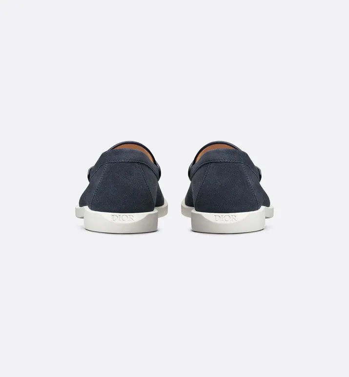 Dior Granville Loafer • Navy Blue Suede with Beige and Black Dior Oblique Jacquard