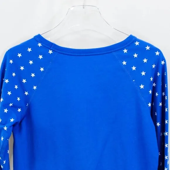 DISNEY Blue Stars Patriotic Mickey Round Neck Pullover Sweater