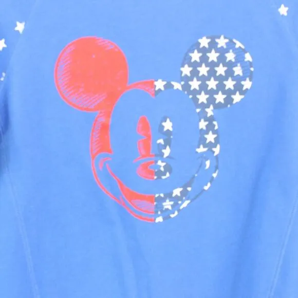 DISNEY Blue Stars Patriotic Mickey Round Neck Pullover Sweater