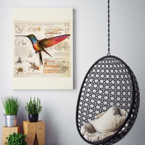 Drawings Hummingbirds 09 Da Vinci Style Vintage Framed Canvas Prints Wall Art Hanging Home Decor