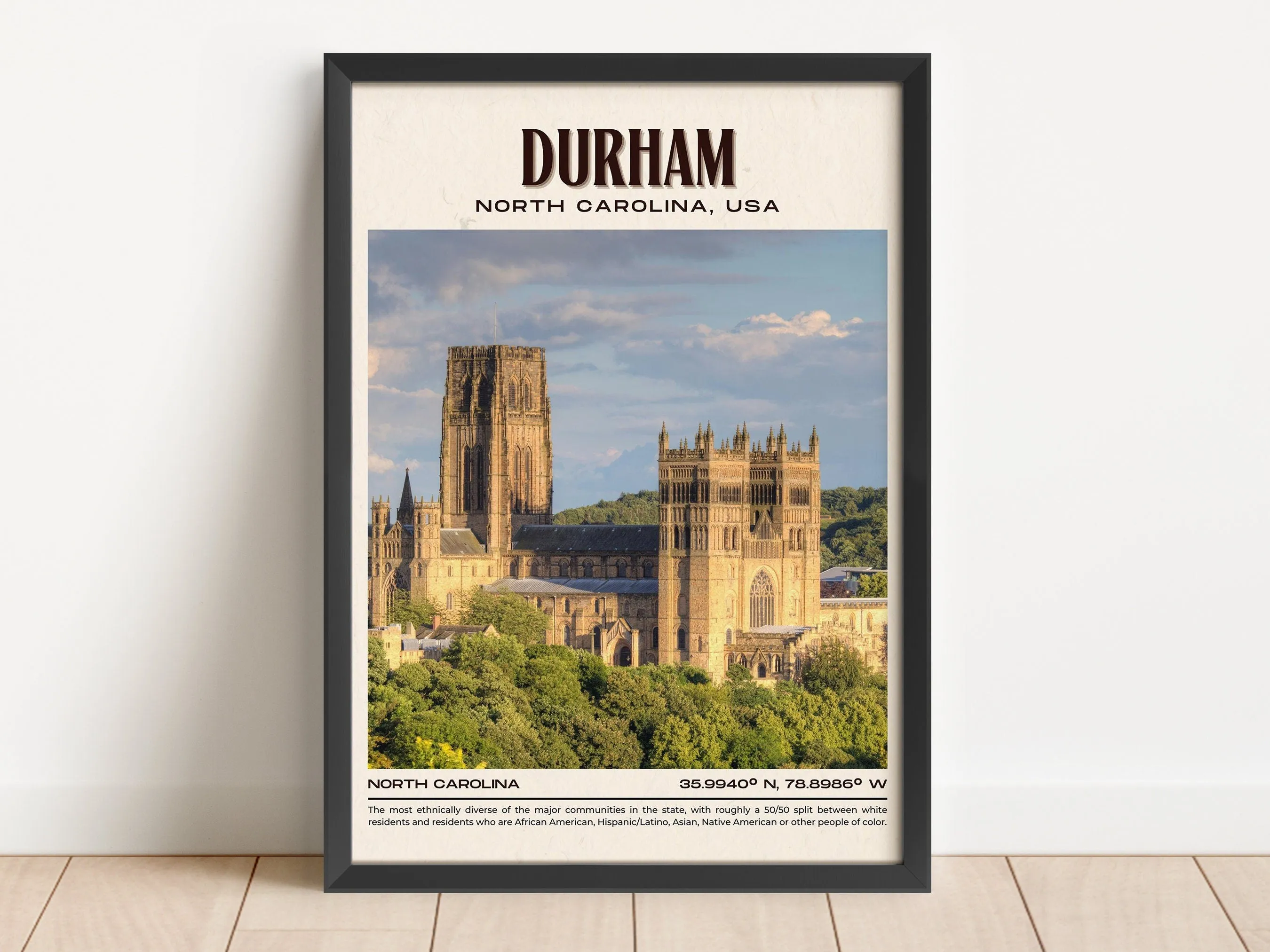 Durham Vintage Wall Art, North Carolina, USA