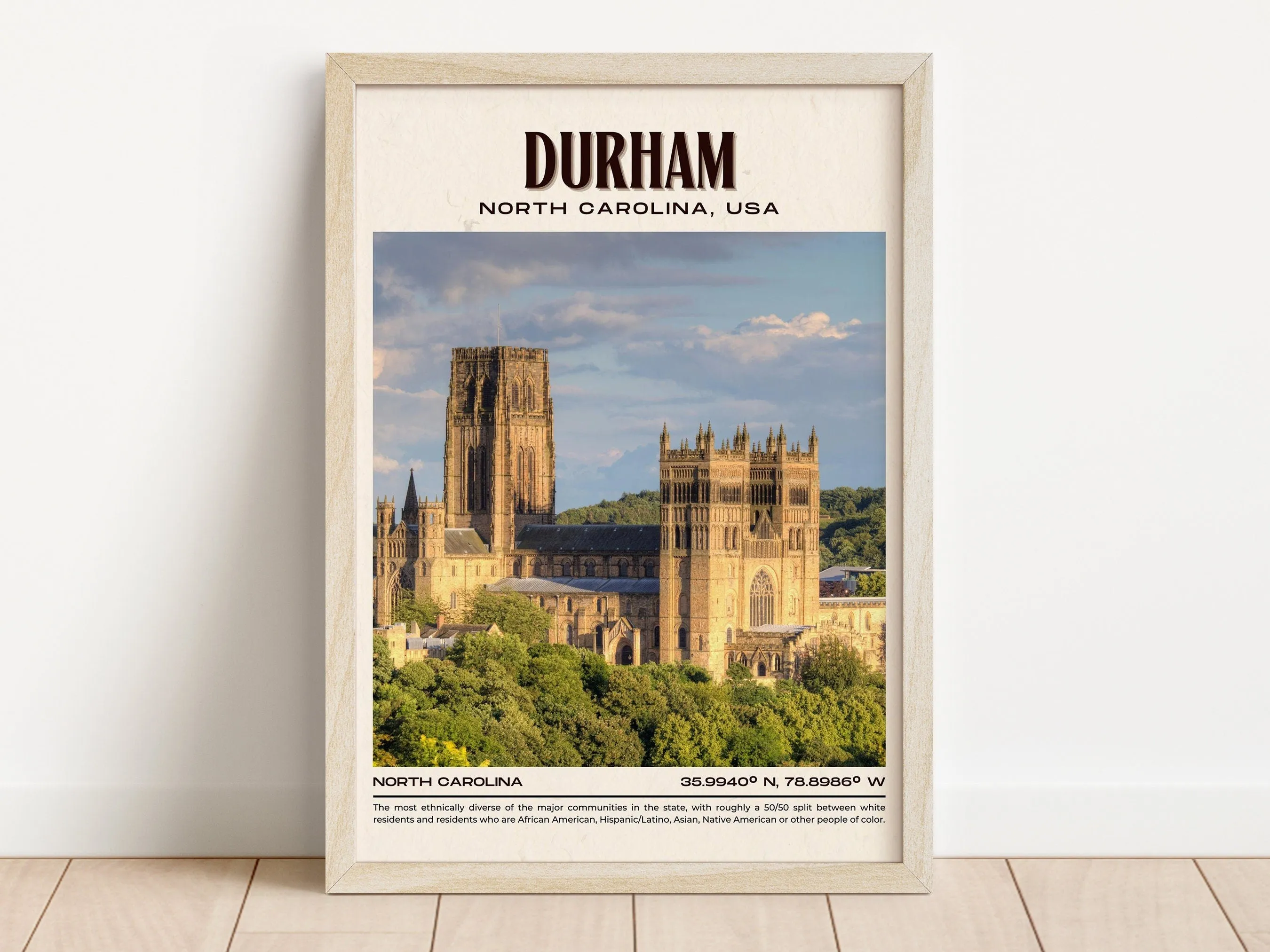 Durham Vintage Wall Art, North Carolina, USA