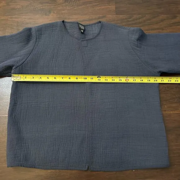 Eileen Fisher navy blue open front cardigan jacket size PM