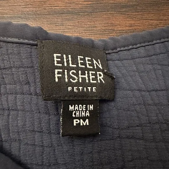 Eileen Fisher navy blue open front cardigan jacket size PM