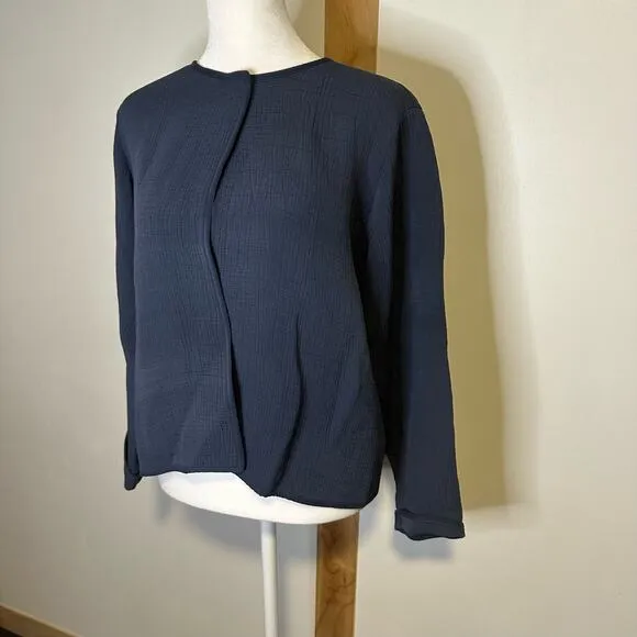 Eileen Fisher navy blue open front cardigan jacket size PM
