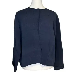 Eileen Fisher navy blue open front cardigan jacket size PM