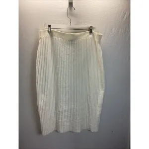 Eileen Fisher size LG Ivory Ribbed Tencel Pull On midi skirt career capsule
