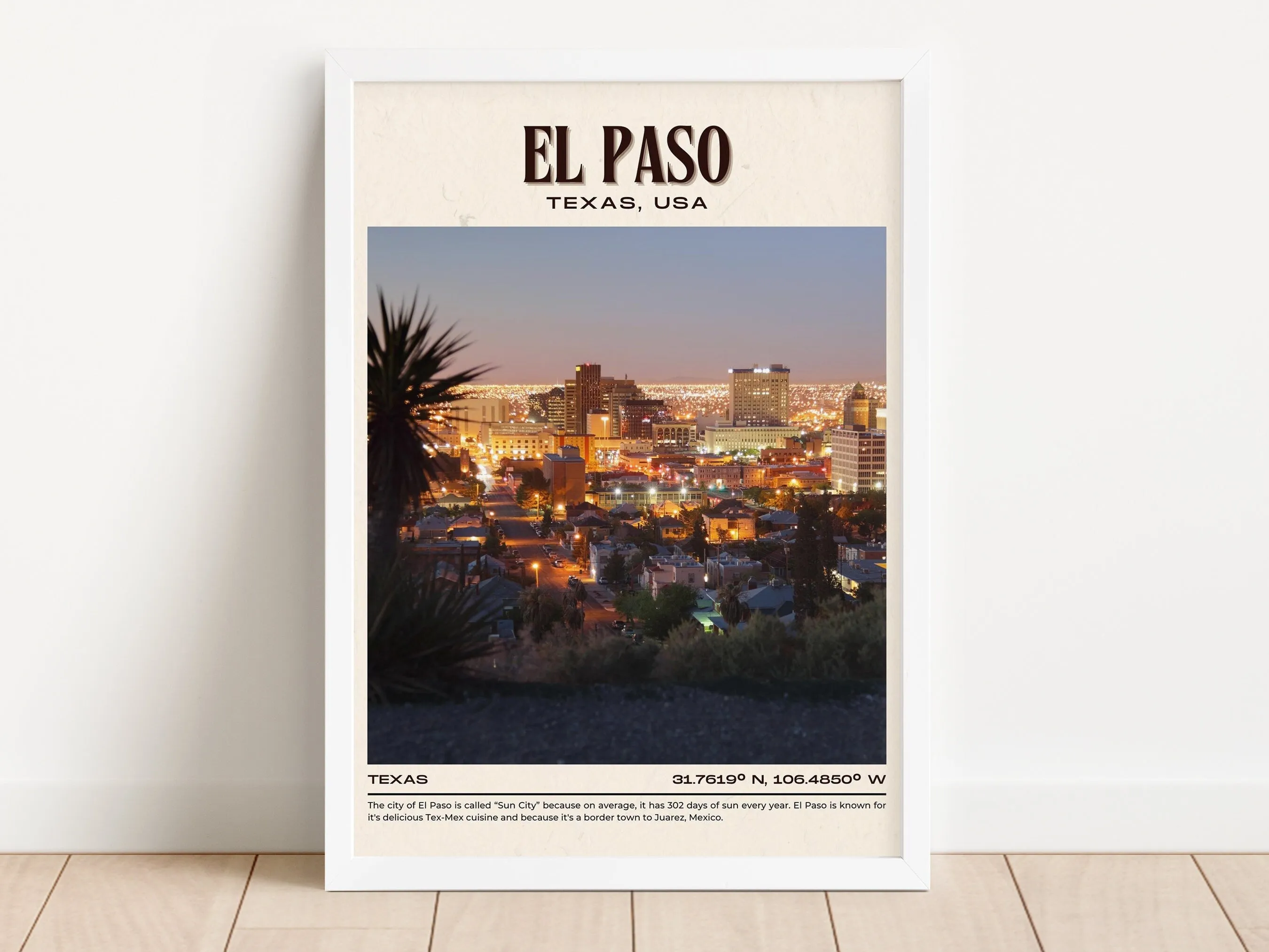 El Paso Vintage Wall Art, Texas, USA