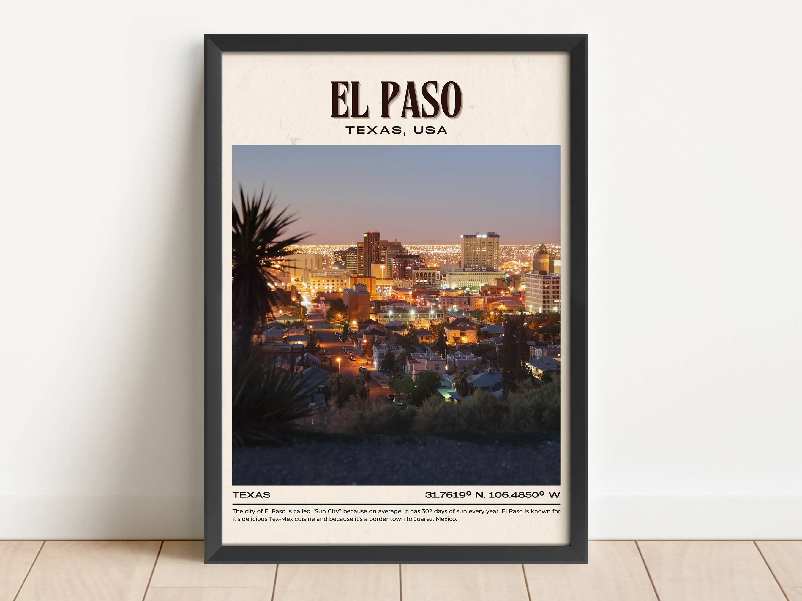 El Paso Vintage Wall Art, Texas, USA