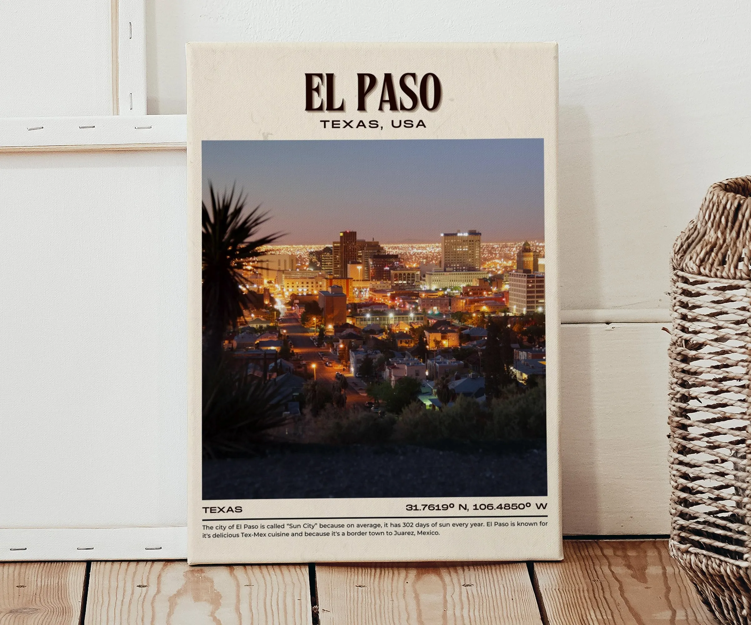 El Paso Vintage Wall Art, Texas, USA