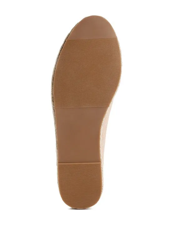 Ellerie Soft Suede Flatform Espadrilles - Woven Toe Cap, Beige & Blush