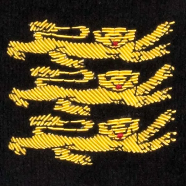 English Lions Motif Embroidered Velvet Slipper