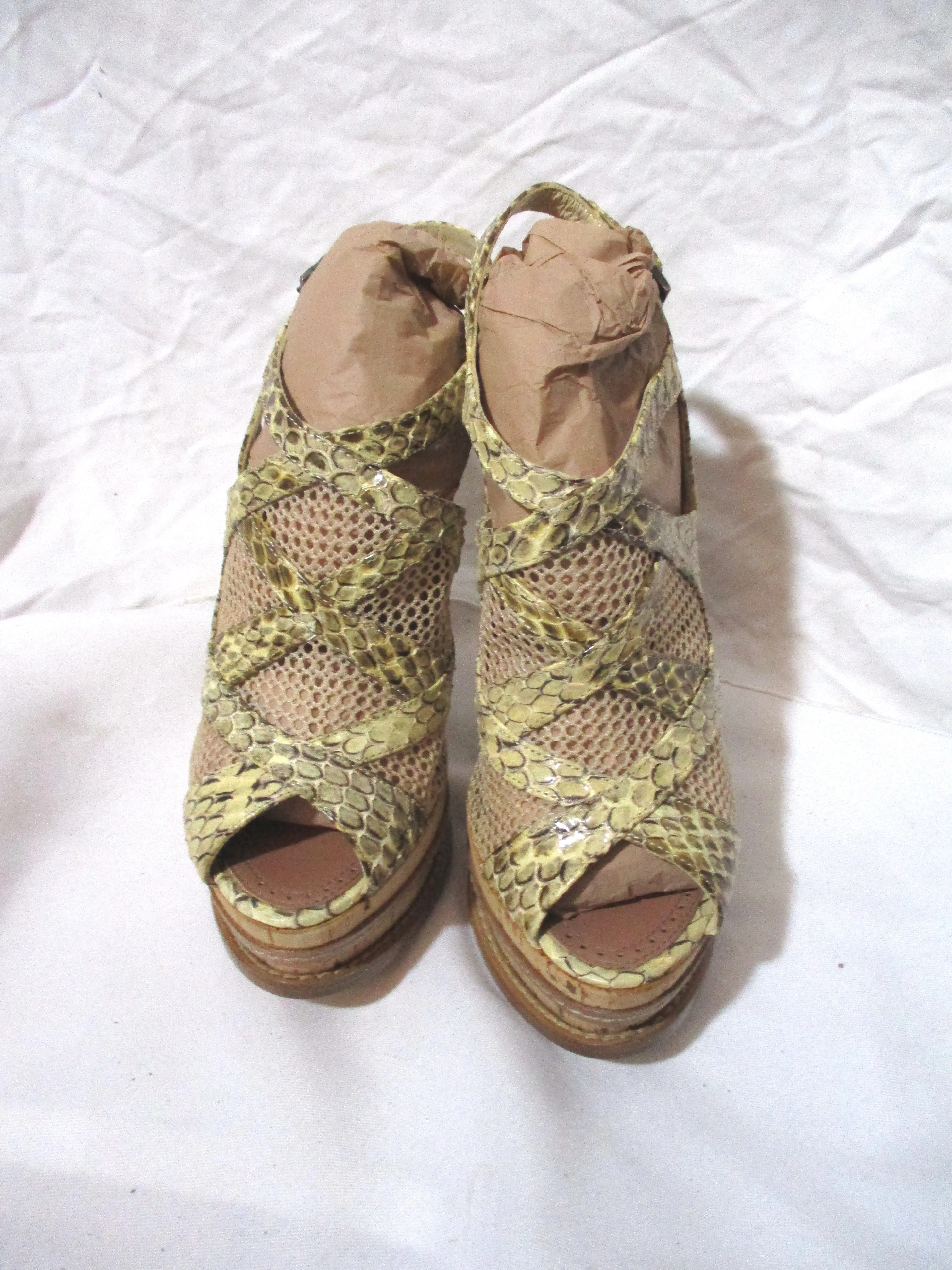 EUC ALAIA PARIS PYTHON PLATFORM Sandal Shoe 36.5 SNAKE MESH